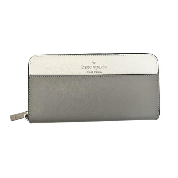Kate Spade Womens Grey Leather Staci Color Block Large Continental Wallet New - Picture 1 of 9